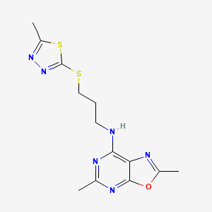 2,5-dimethyl-N-{3-[(5-methyl-1,3,4-thiadiazol-2-yl)thio]propyl}[1,3]oxazolo[5,4-d]pyrimidin-7-amine