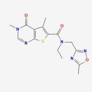 N-ethyl-3,5-dimethyl-N-[(5-methyl-1,2,4-oxadiazol-3-yl)methyl]-4-oxo-3,4-dihydrothieno[2,3-d]pyrimidine-6-carboxamide