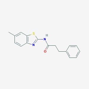 molecular formula C17H16N2OS B438489 N-(6-methyl-1,3-benzothiazol-2-yl)-3-phenylpropanamide CAS No. 329923-66-2