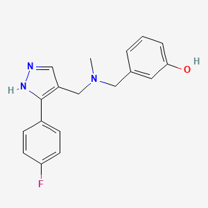 3-{[{[3-(4-fluorophenyl)-1H-pyrazol-4-yl]methyl}(methyl)amino]methyl}phenol