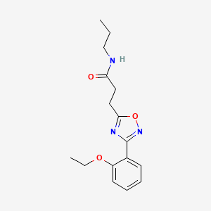 molecular formula C16H21N3O3 B4385141 3-[3-(2-ethoxyphenyl)-1,2,4-oxadiazol-5-yl]-N-propylpropanamide 