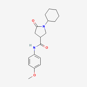 molecular formula C18H24N2O3 B4385241 1-cyclohexyl-N-(4-methoxyphenyl)-5-oxo-3-pyrrolidinecarboxamide 