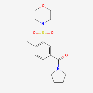 molecular formula C16H22N2O4S B4385328 4-{[2-methyl-5-(1-pyrrolidinylcarbonyl)phenyl]sulfonyl}morpholine 