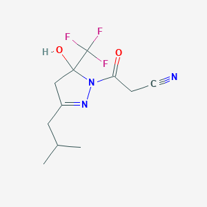 3-[5-hydroxy-3-isobutyl-5-(trifluoromethyl)-4,5-dihydro-1H-pyrazol-1-yl]-3-oxopropanenitrile