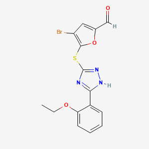 4-bromo-5-[[5-(2-ethoxyphenyl)-1H-1,2,4-triazol-3-yl]sulfanyl]furan-2-carbaldehyde