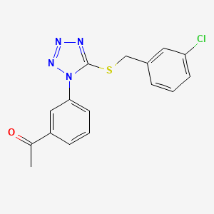 molecular formula C16H13ClN4OS B4385539 1-(3-{5-[(3-chlorobenzyl)thio]-1H-tetrazol-1-yl}phenyl)ethanone 