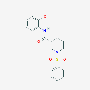 molecular formula C19H22N2O4S B4385669 N-(2-methoxyphenyl)-1-(phenylsulfonyl)-3-piperidinecarboxamide 