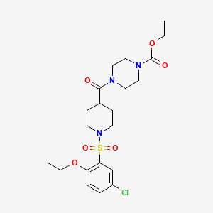 molecular formula C21H30ClN3O6S B4385679 ethyl 4-({1-[(5-chloro-2-ethoxyphenyl)sulfonyl]-4-piperidinyl}carbonyl)-1-piperazinecarboxylate 