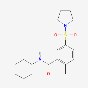 molecular formula C18H26N2O3S B4385752 N-cyclohexyl-2-methyl-5-(1-pyrrolidinylsulfonyl)benzamide 