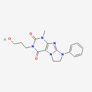 molecular formula C17H19N5O3 B4385763 3-(3-hydroxypropyl)-1-methyl-8-phenyl-7,8-dihydro-1H-imidazo[2,1-f]purine-2,4(3H,6H)-dione 