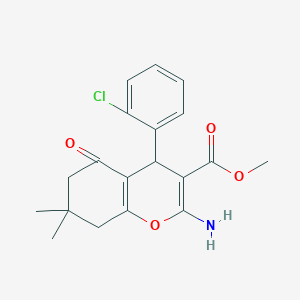 molecular formula C19H20ClNO4 B438577 methyl 2-amino-4-(2-chlorophenyl)-7,7-dimethyl-5-oxo-5,6,7,8-tetrahydro-4H-chromene-3-carboxylate CAS No. 312271-49-1