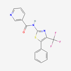 molecular formula C16H10F3N3OS B4385785 N-[5-phenyl-4-(trifluoromethyl)-1,3-thiazol-2-yl]nicotinamide 