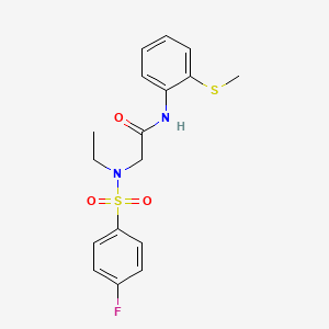 molecular formula C17H19FN2O3S2 B4385833 N~2~-ethyl-N~2~-[(4-fluorophenyl)sulfonyl]-N~1~-[2-(methylthio)phenyl]glycinamide 