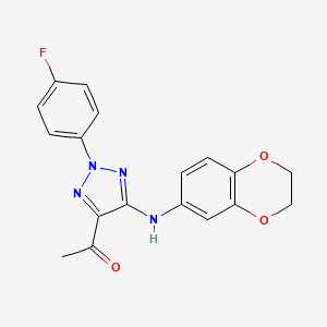 molecular formula C18H15FN4O3 B4385856 1-[5-(2,3-dihydro-1,4-benzodioxin-6-ylamino)-2-(4-fluorophenyl)-2H-1,2,3-triazol-4-yl]ethanone 