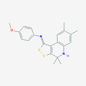 molecular formula C21H22N2OS2 B438590 N-(4-methoxyphenyl)-4,4,7,8-tetramethyl-5H-dithiolo[3,4-c]quinolin-1-imine CAS No. 352642-65-0