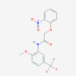 molecular formula C16H13F3N2O5 B4385917 N-[2-methoxy-5-(trifluoromethyl)phenyl]-2-(2-nitrophenoxy)acetamide 
