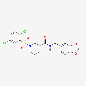 molecular formula C20H20Cl2N2O5S B4385925 N-(1,3-benzodioxol-5-ylmethyl)-1-[(2,5-dichlorophenyl)sulfonyl]-3-piperidinecarboxamide 