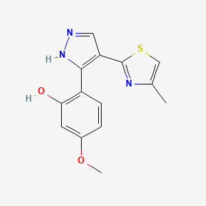molecular formula C14H13N3O2S B4385942 5-methoxy-2-[4-(4-methyl-1,3-thiazol-2-yl)-1H-pyrazol-3-yl]phenol 