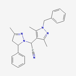 (1-benzyl-3,5-dimethyl-1H-pyrazol-4-yl)(3-methyl-5-phenyl-4,5-dihydro-1H-pyrazol-1-yl)acetonitrile