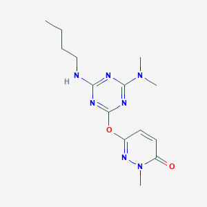 molecular formula C14H21N7O2 B4385997 6-{[4-(butylamino)-6-(dimethylamino)-1,3,5-triazin-2-yl]oxy}-2-methyl-3(2H)-pyridazinone 