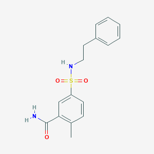 molecular formula C16H18N2O3S B4386036 2-methyl-5-{[(2-phenylethyl)amino]sulfonyl}benzamide 