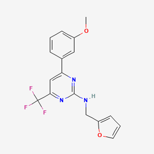 molecular formula C17H14F3N3O2 B4386039 N-(2-furylmethyl)-4-(3-methoxyphenyl)-6-(trifluoromethyl)-2-pyrimidinamine 