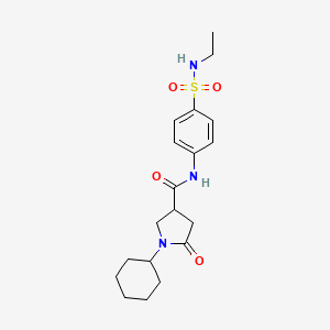 molecular formula C19H27N3O4S B4386097 1-cyclohexyl-N-{4-[(ethylamino)sulfonyl]phenyl}-5-oxo-3-pyrrolidinecarboxamide 
