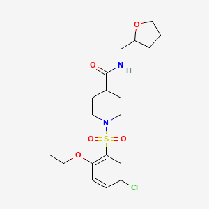 molecular formula C19H27ClN2O5S B4386112 1-[(5-chloro-2-ethoxyphenyl)sulfonyl]-N-(tetrahydro-2-furanylmethyl)-4-piperidinecarboxamide 