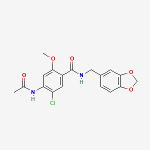 molecular formula C18H17ClN2O5 B4386141 4-(acetylamino)-N-(1,3-benzodioxol-5-ylmethyl)-5-chloro-2-methoxybenzamide 