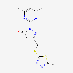 2-(4,6-dimethyl-2-pyrimidinyl)-5-{[(5-methyl-1,3,4-thiadiazol-2-yl)thio]methyl}-2,4-dihydro-3H-pyrazol-3-one