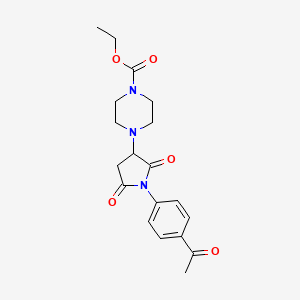 molecular formula C19H23N3O5 B4386222 ethyl 4-[1-(4-acetylphenyl)-2,5-dioxo-3-pyrrolidinyl]-1-piperazinecarboxylate 