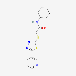 molecular formula C15H18N4OS2 B4386275 N-cyclohexyl-2-{[5-(3-pyridinyl)-1,3,4-thiadiazol-2-yl]thio}acetamide 