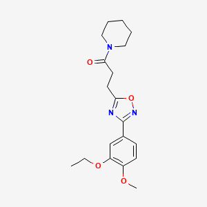molecular formula C19H25N3O4 B4386394 1-{3-[3-(3-ethoxy-4-methoxyphenyl)-1,2,4-oxadiazol-5-yl]propanoyl}piperidine 