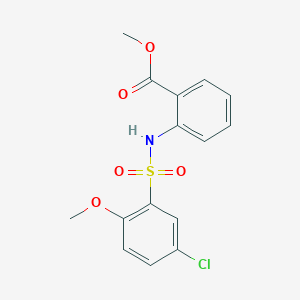 molecular formula C15H14ClNO5S B4386395 methyl 2-{[(5-chloro-2-methoxyphenyl)sulfonyl]amino}benzoate 