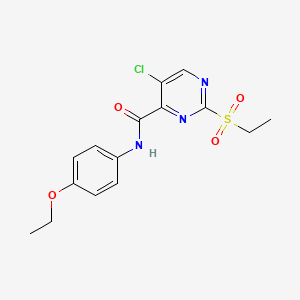 molecular formula C15H16ClN3O4S B4386396 5-chloro-N-(4-ethoxyphenyl)-2-(ethylsulfonyl)-4-pyrimidinecarboxamide 