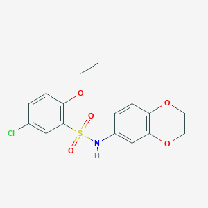 molecular formula C16H16ClNO5S B4386525 5-chloro-N-(2,3-dihydro-1,4-benzodioxin-6-yl)-2-ethoxybenzenesulfonamide 