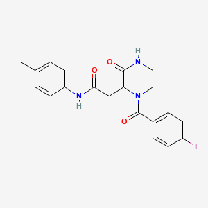 molecular formula C20H20FN3O3 B4386580 2-[1-(4-fluorobenzoyl)-3-oxo-2-piperazinyl]-N-(4-methylphenyl)acetamide 