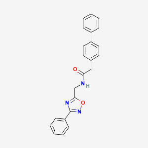 molecular formula C23H19N3O2 B4386669 2-(4-biphenylyl)-N-[(3-phenyl-1,2,4-oxadiazol-5-yl)methyl]acetamide 