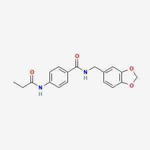 molecular formula C18H18N2O4 B4386722 N-(1,3-benzodioxol-5-ylmethyl)-4-(propionylamino)benzamide 