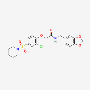 molecular formula C21H23ClN2O6S B4386732 N-(1,3-benzodioxol-5-ylmethyl)-2-[2-chloro-4-(1-piperidinylsulfonyl)phenoxy]acetamide 