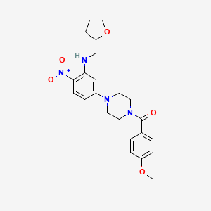 molecular formula C24H30N4O5 B4386757 5-[4-(4-ethoxybenzoyl)-1-piperazinyl]-2-nitro-N-(tetrahydro-2-furanylmethyl)aniline 