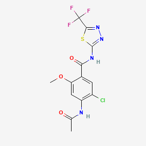 molecular formula C13H10ClF3N4O3S B4386840 4-(acetylamino)-5-chloro-2-methoxy-N-[5-(trifluoromethyl)-1,3,4-thiadiazol-2-yl]benzamide 