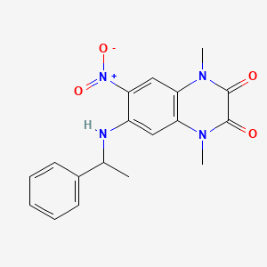 molecular formula C18H18N4O4 B4386871 1,4-dimethyl-6-nitro-7-[(1-phenylethyl)amino]-1,4-dihydro-2,3-quinoxalinedione 