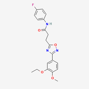 molecular formula C20H20FN3O4 B4386883 3-[3-(3-ethoxy-4-methoxyphenyl)-1,2,4-oxadiazol-5-yl]-N-(4-fluorophenyl)propanamide 