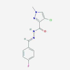 molecular formula C12H10ClFN4O B438689 4-chloro-N'-(4-fluorobenzylidene)-1-methyl-1H-pyrazole-3-carbohydrazide CAS No. 351332-98-4