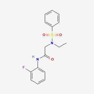 molecular formula C16H17FN2O3S B4386954 N~2~-ethyl-N~1~-(2-fluorophenyl)-N~2~-(phenylsulfonyl)glycinamide 