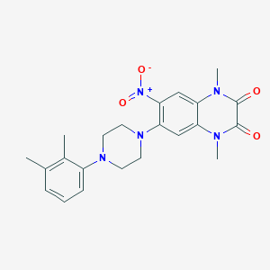 molecular formula C22H25N5O4 B4386976 6-[4-(2,3-dimethylphenyl)-1-piperazinyl]-1,4-dimethyl-7-nitro-1,4-dihydro-2,3-quinoxalinedione 