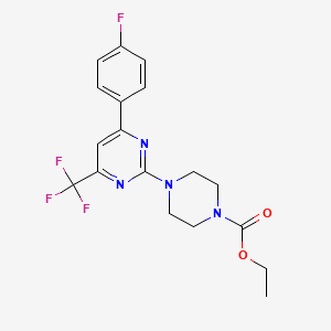 molecular formula C18H18F4N4O2 B4387046 ethyl 4-[4-(4-fluorophenyl)-6-(trifluoromethyl)-2-pyrimidinyl]-1-piperazinecarboxylate 