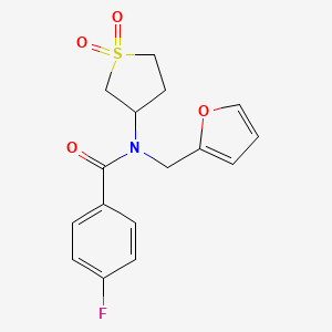 molecular formula C16H16FNO4S B4387051 N-(1,1-dioxidotetrahydro-3-thienyl)-4-fluoro-N-(2-furylmethyl)benzamide 