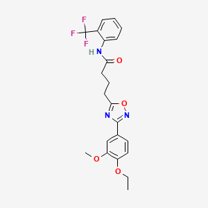 molecular formula C22H22F3N3O4 B4387075 4-[3-(4-ethoxy-3-methoxyphenyl)-1,2,4-oxadiazol-5-yl]-N-[2-(trifluoromethyl)phenyl]butanamide 
